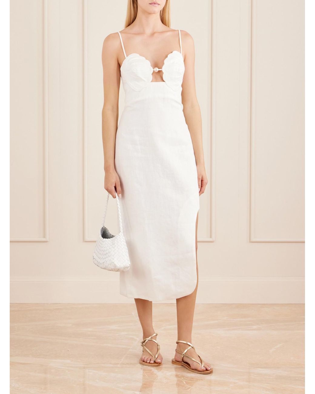 Farm Rio White Linen Midi Dress