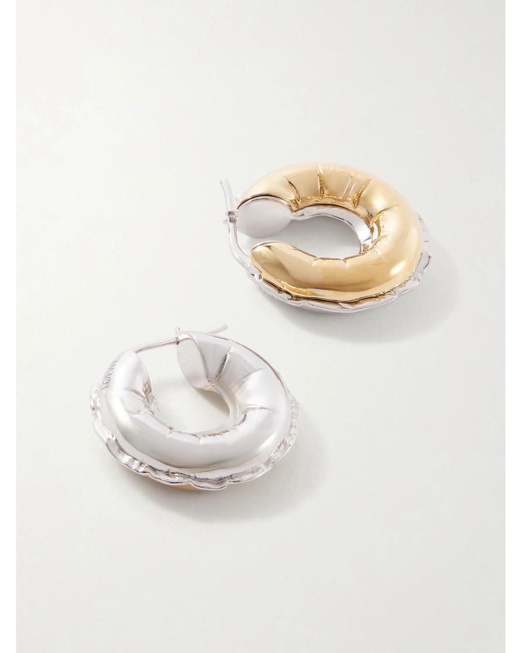 Loewe White Inflated Hoop And-Tone Earrings