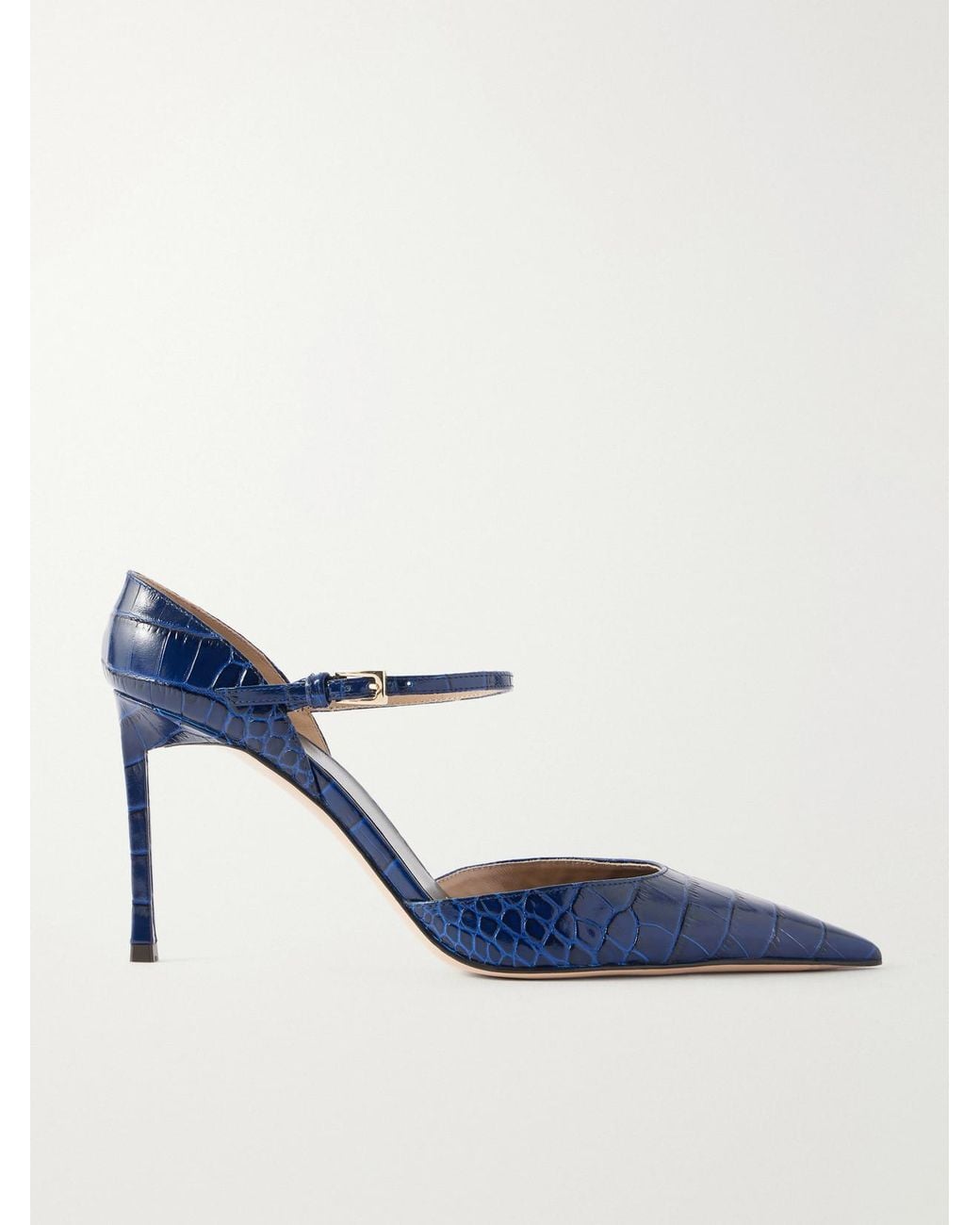 Tom Ford Blue Vertigo 85 Croc-Embossed Leather Pumps