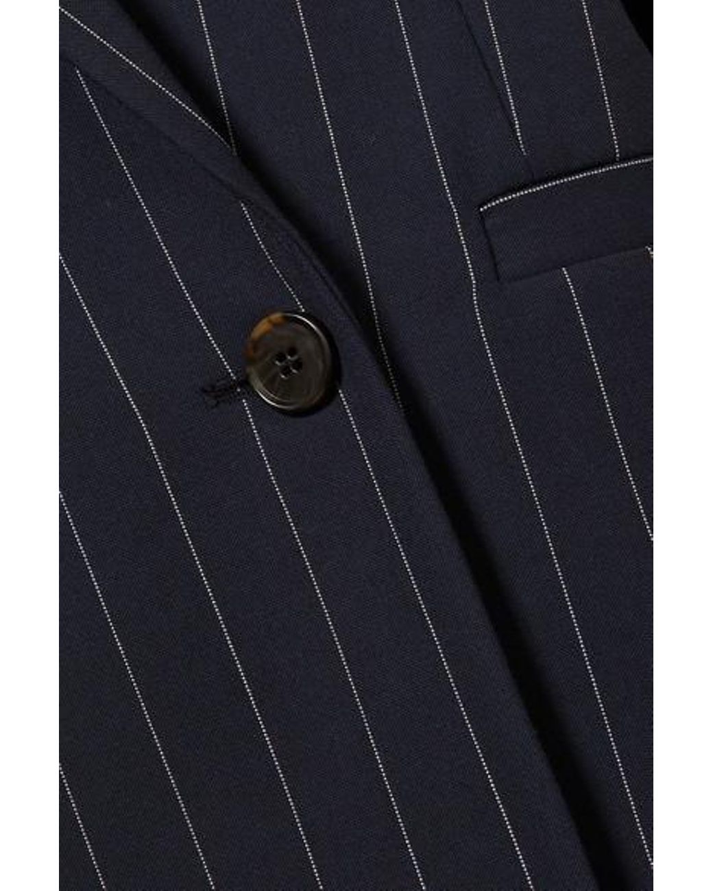 Ganni Pinstriped Cady Blazer in Blue Lyst