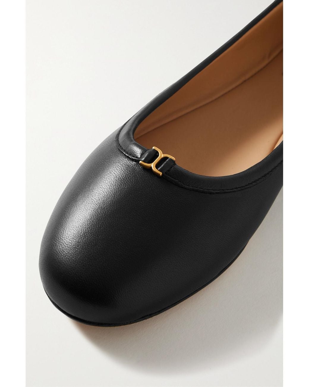 Chloé Black Net Sustain Marcie Embellished Leather Ballet Flats