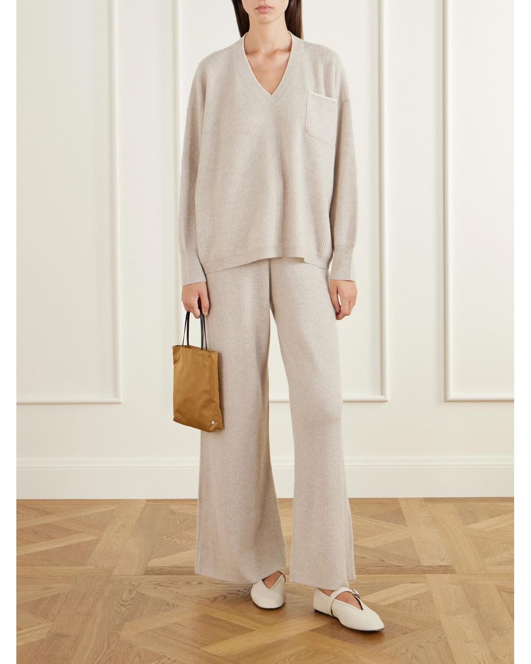 arch4 Natural Partridges Ribbed Cashmere Sweater And Pants Set