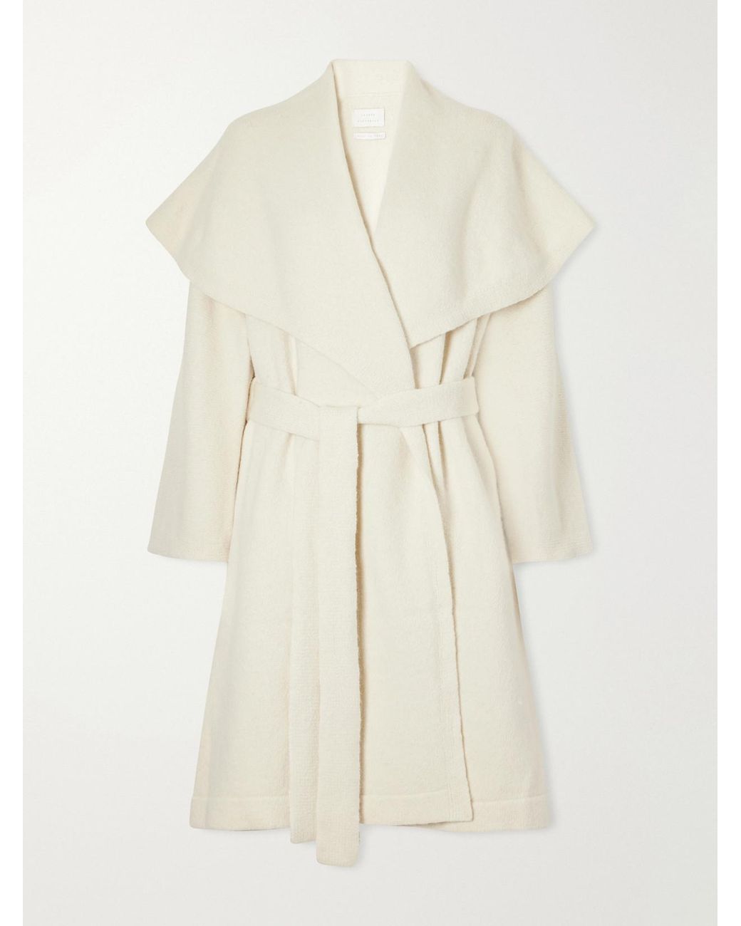 Lauren Manoogian White Venn Belted Alpaca And Wool-Blend Knitted Wrap Coat