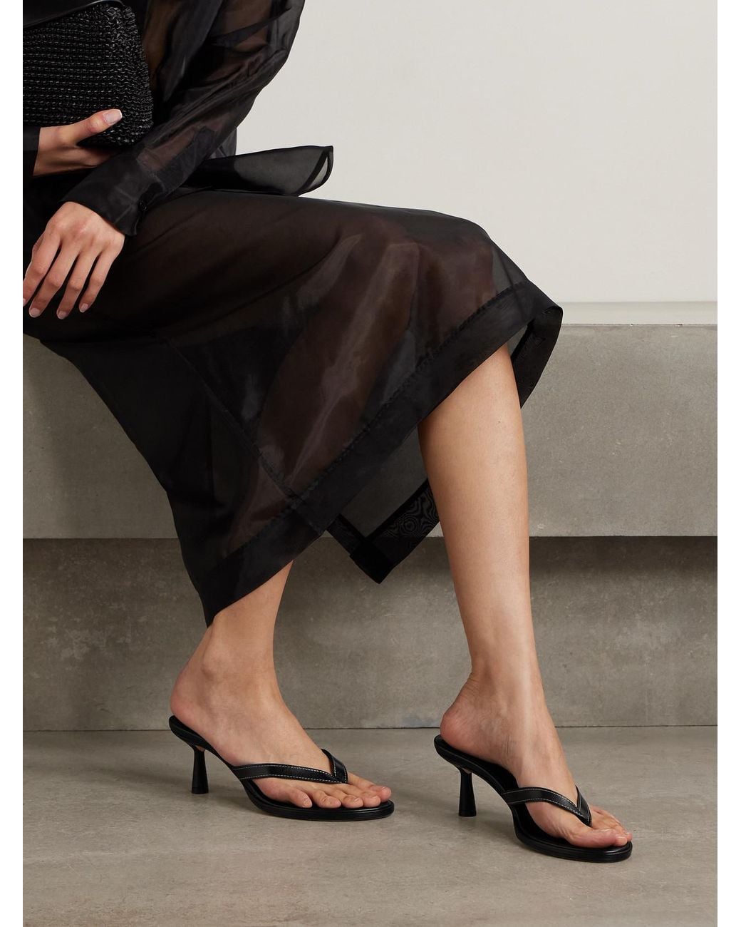 Aeyde Black Daphne Leather Sandals