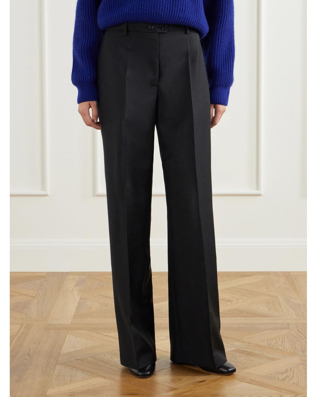 Jil Sander Blue Wool And Mohair-Blend Canvas Wide-Leg Pants