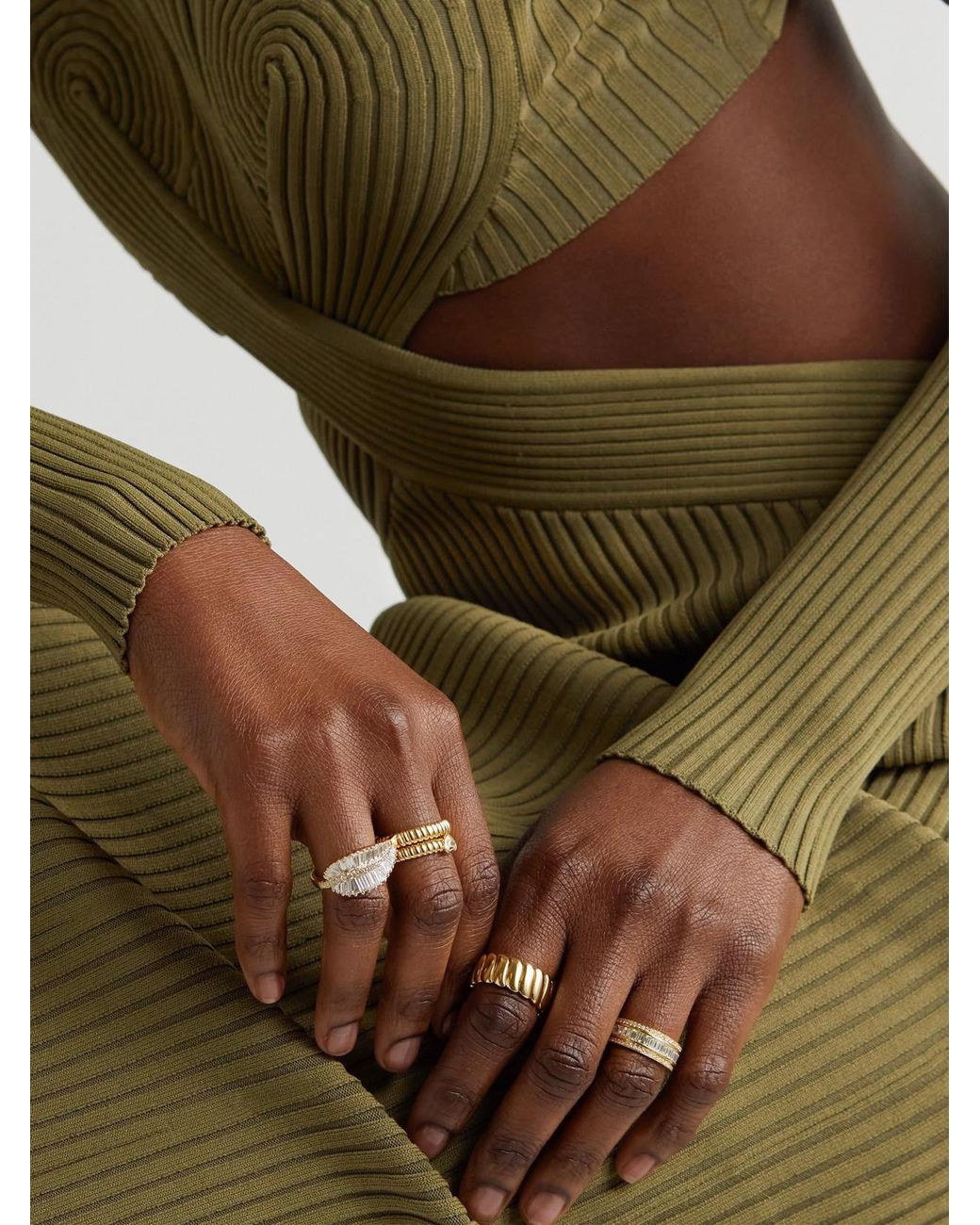 Anita Ko Natural Palm Leaf 18-Karat Diamond Ring
