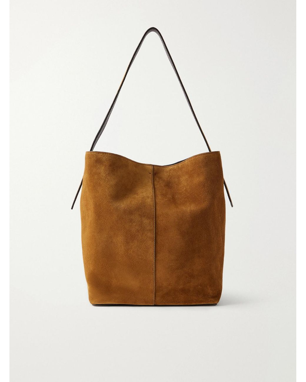 Metier Brown Tilt 22 Suede Shoulder Bag