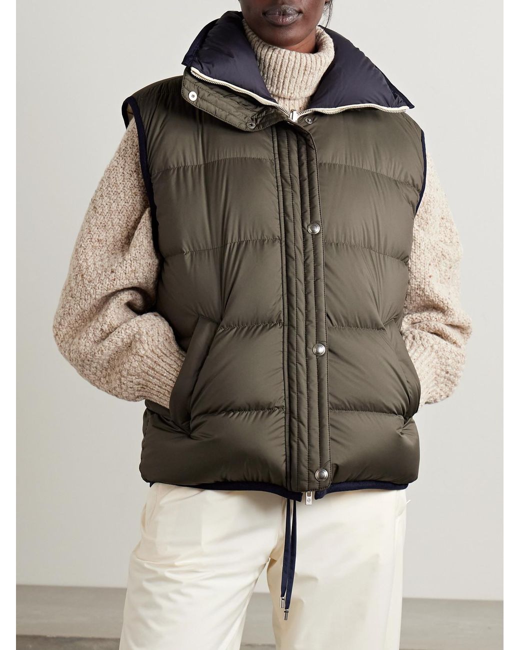 Loro Piana Black Andry Reversible Two-Tone Quilted Shell Down Vest