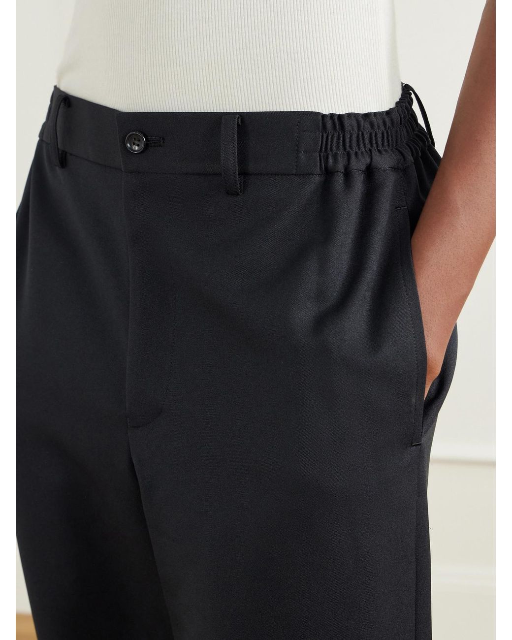 Comme des Garçons Blue Ruffled-Trimmed Twill Wide-Leg Pants