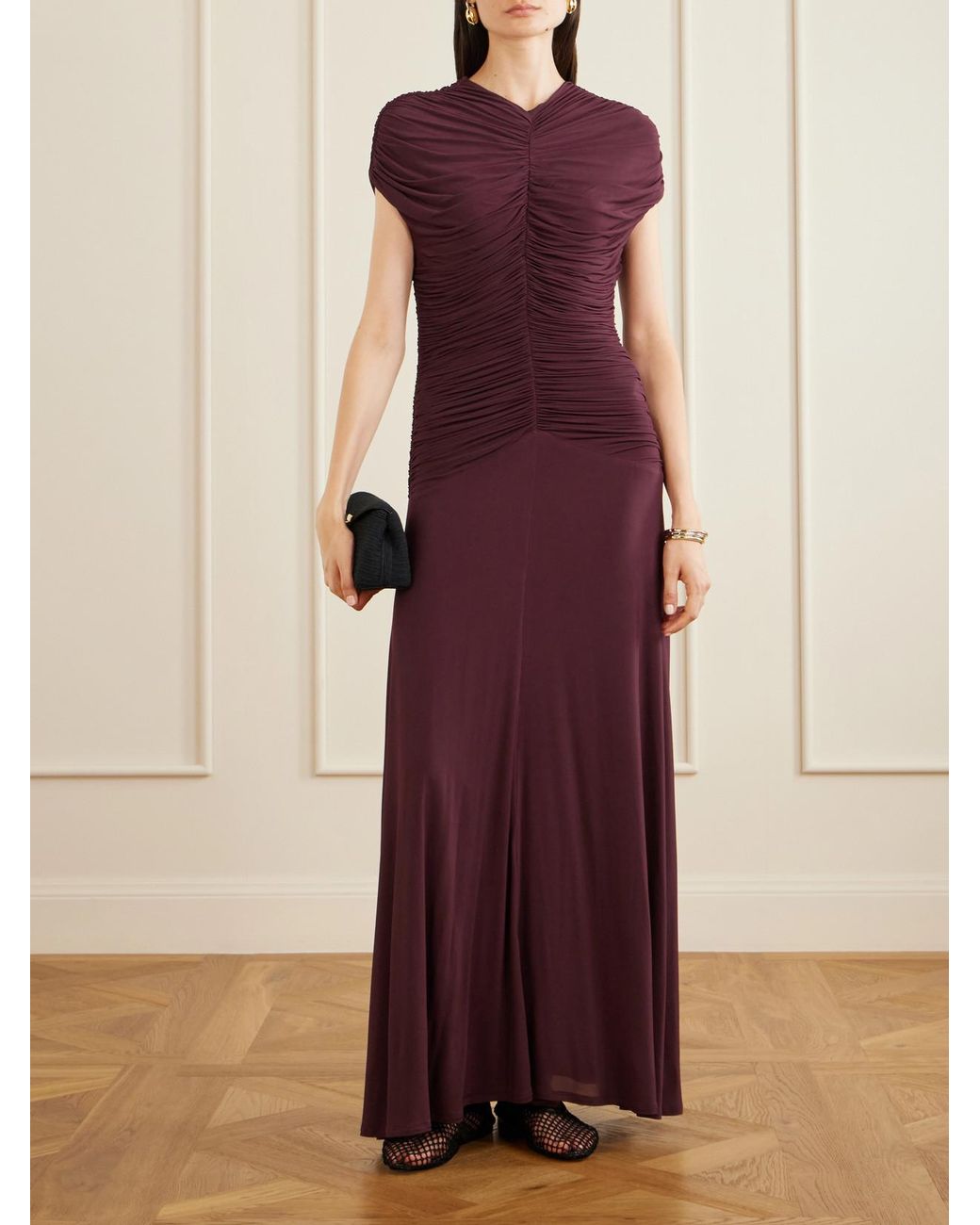 TOVE Purple Avita Ruched Maxi Dress
