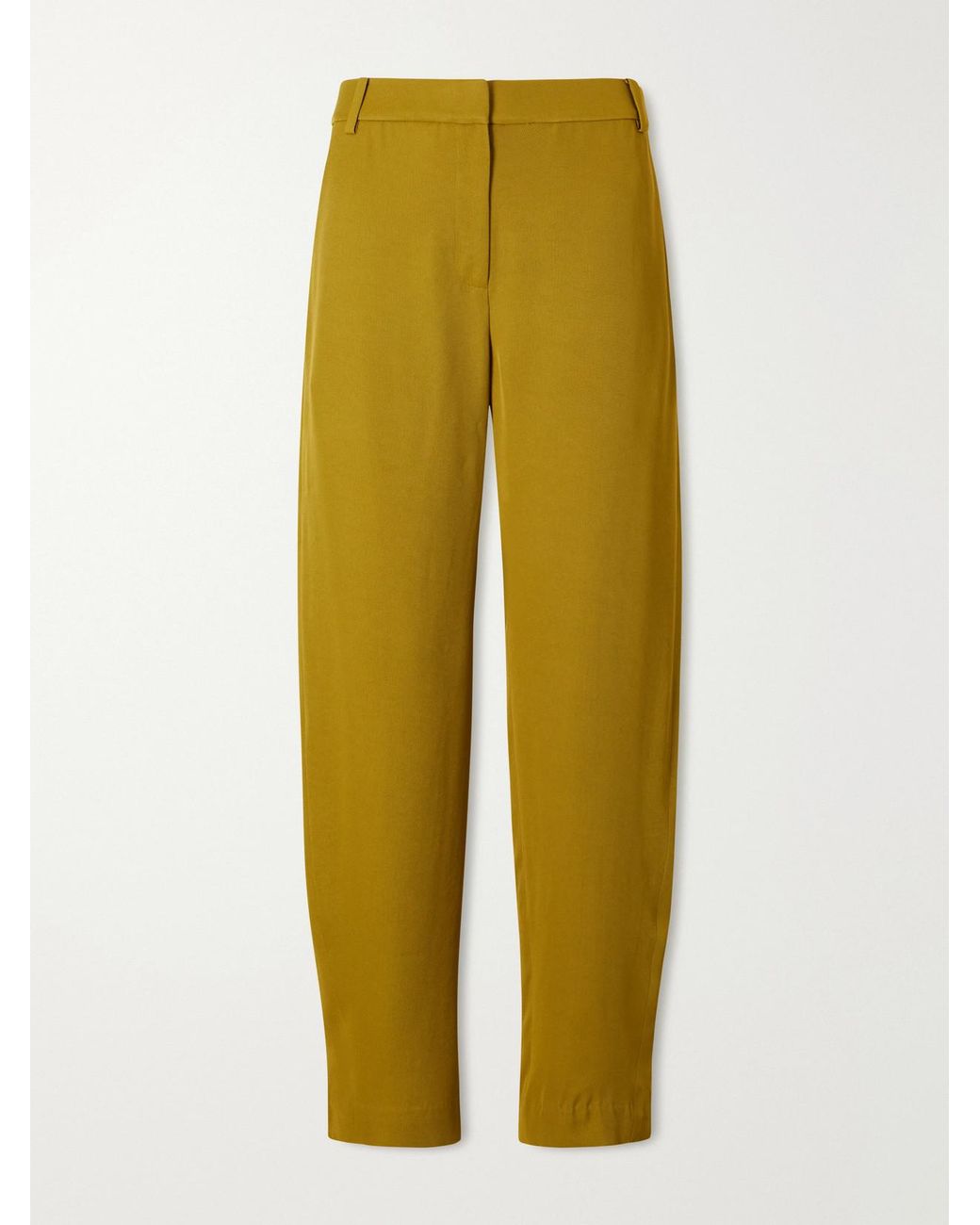 Tibi Yellow Grace Satin-Twill Tapered Pants