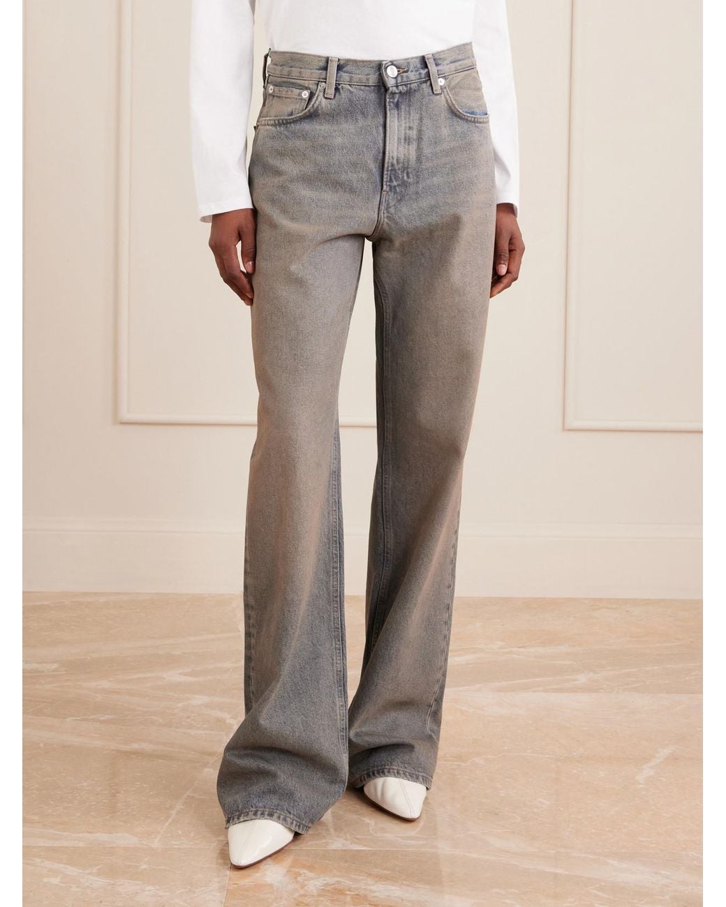 Haikure Gray Korea Mid-Rise Flared Jeans