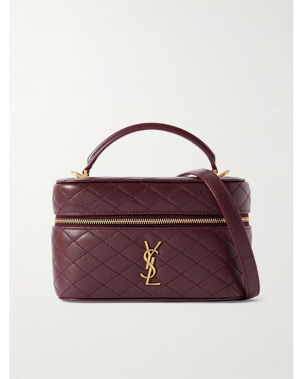 Saint Laurent Purple Gaby Vanity Mini Quilted Leather Top-Handle Bag