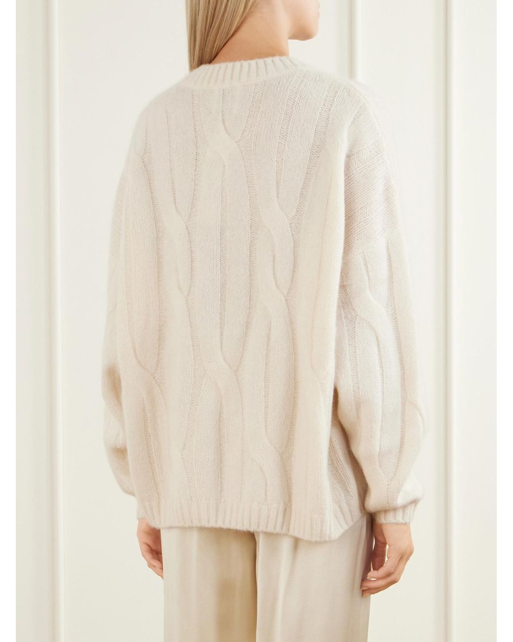 Allude Natural Cable-Knit Cashmere And Silk-Blend Sweater