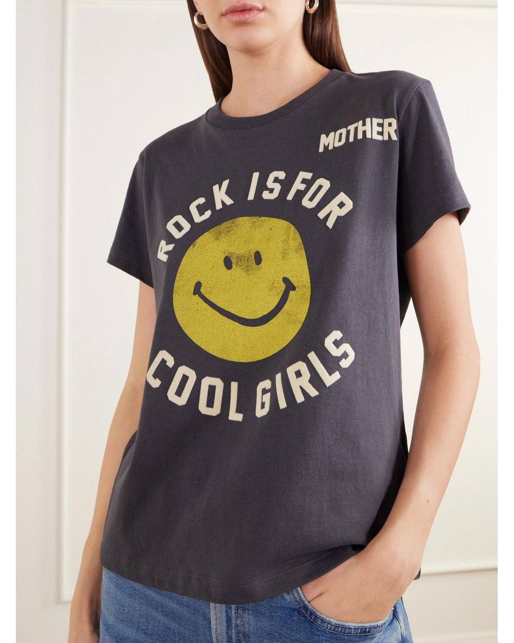 Mother Gray Boxy Goodie Goodie Printed Cotton-Jersey T-Shirt