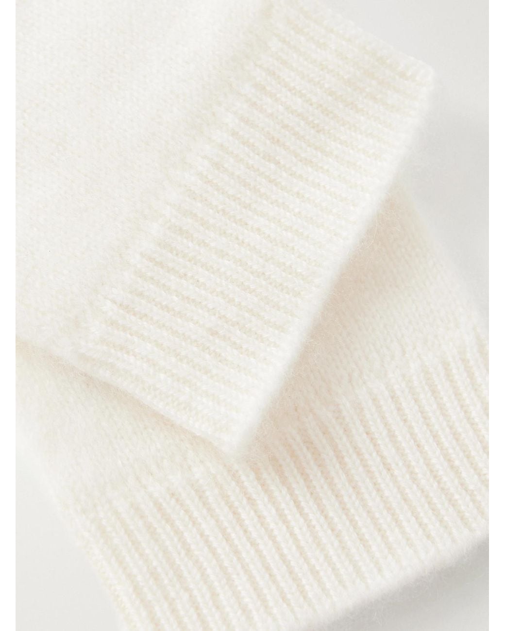 Lisa Yang White Brushed-Cashmere Mittens