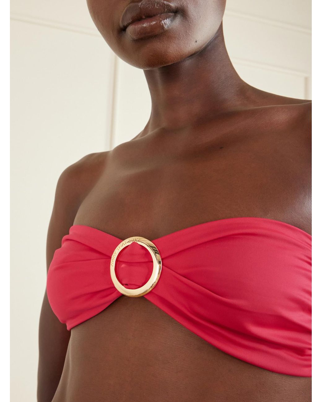 Away That Day Red Cayman Island Embellished Bikini Top