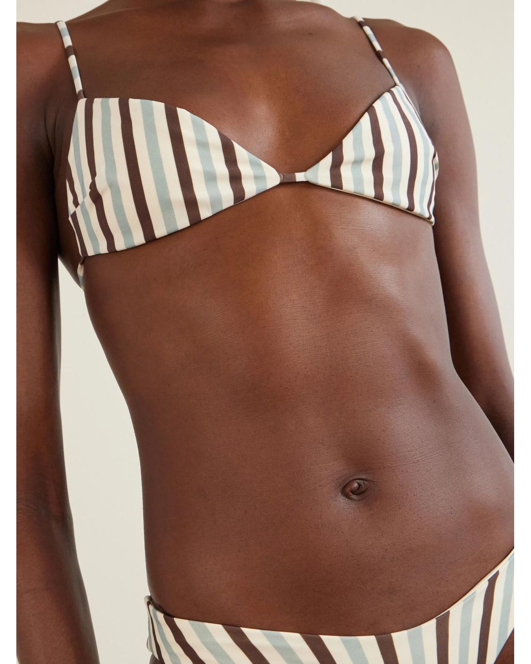 Haight Brown Vitoria Striped Triangle Bikini Top