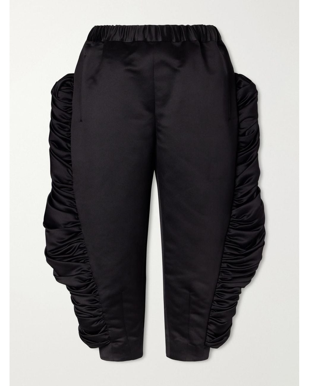 Comme des Garçons Blue Cropped Ruffled Satin Slim-Fit Capri Pants