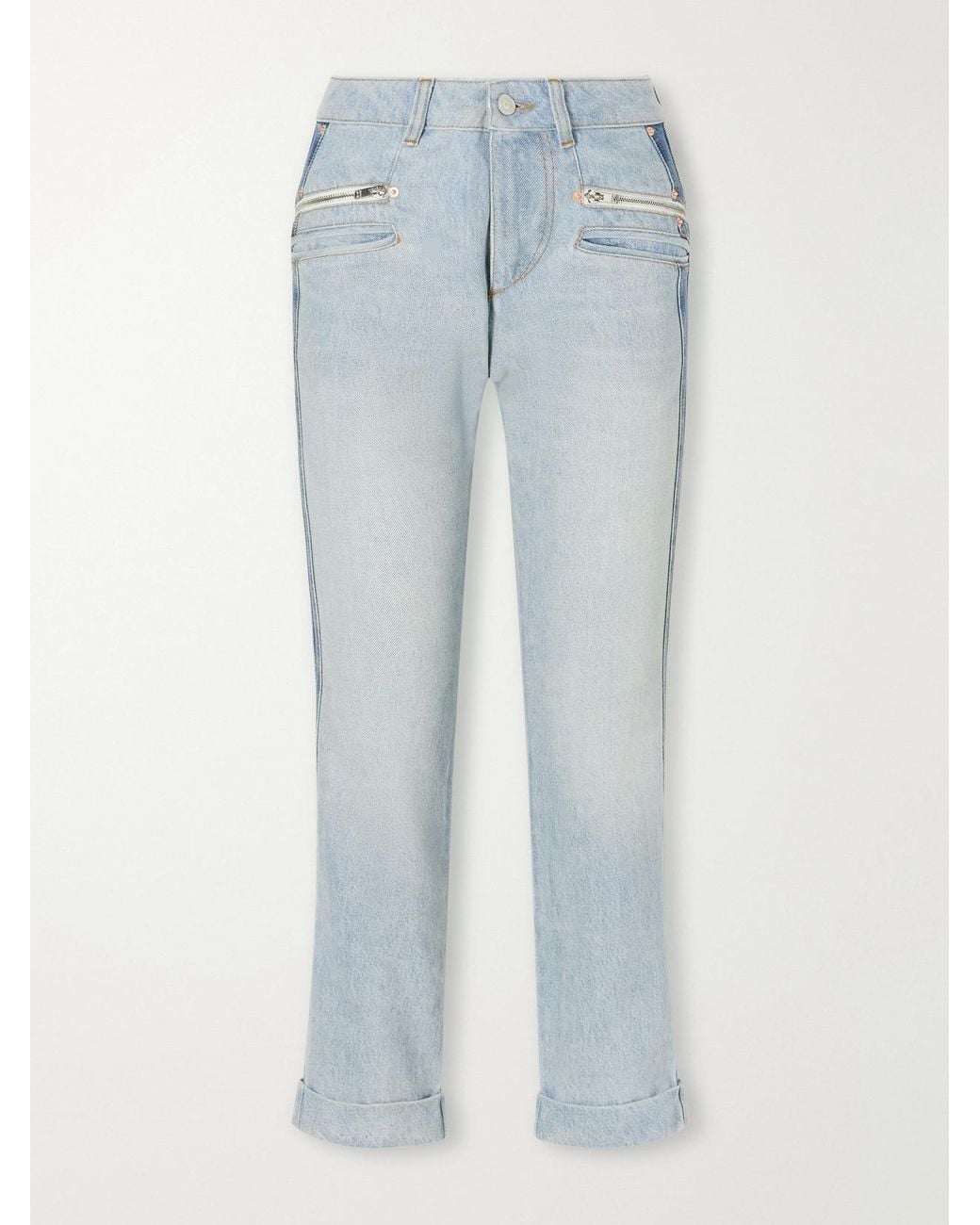 Isabel Marant Blue Revene Cropped Mid-Rise Straight-Leg Jeans