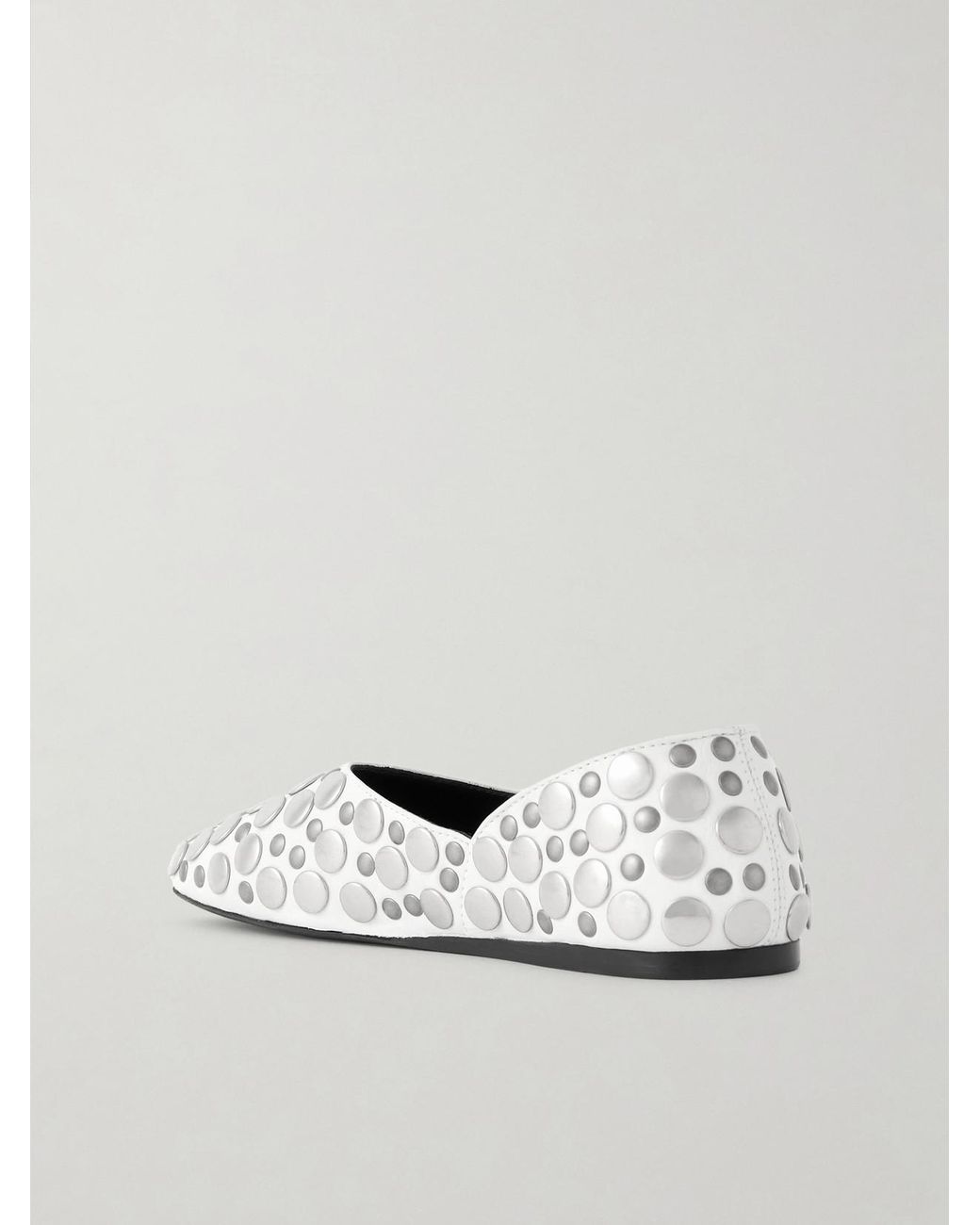 Khaite White Jane Studded Leather Flats