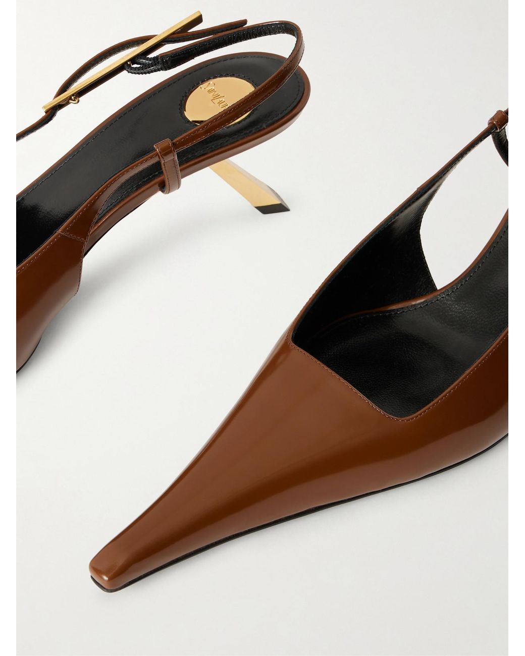 Saint Laurent Natural Lee Glossed-Leather Sandals