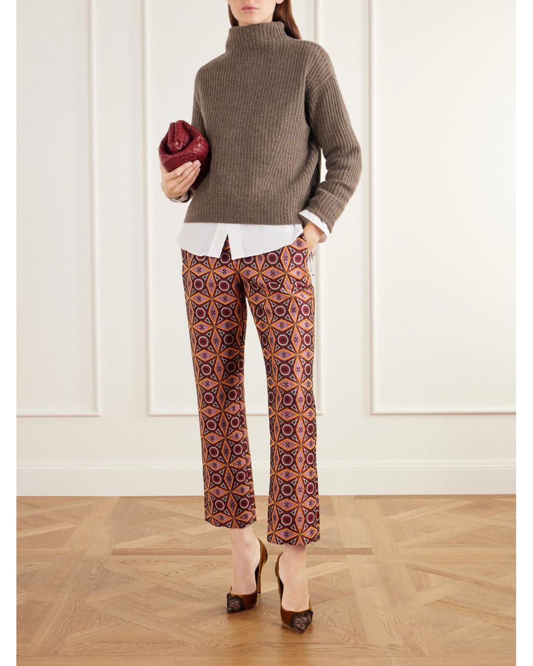 LaDoubleJ Red 24/7 Jacquard-Knit Straight-Leg Pants