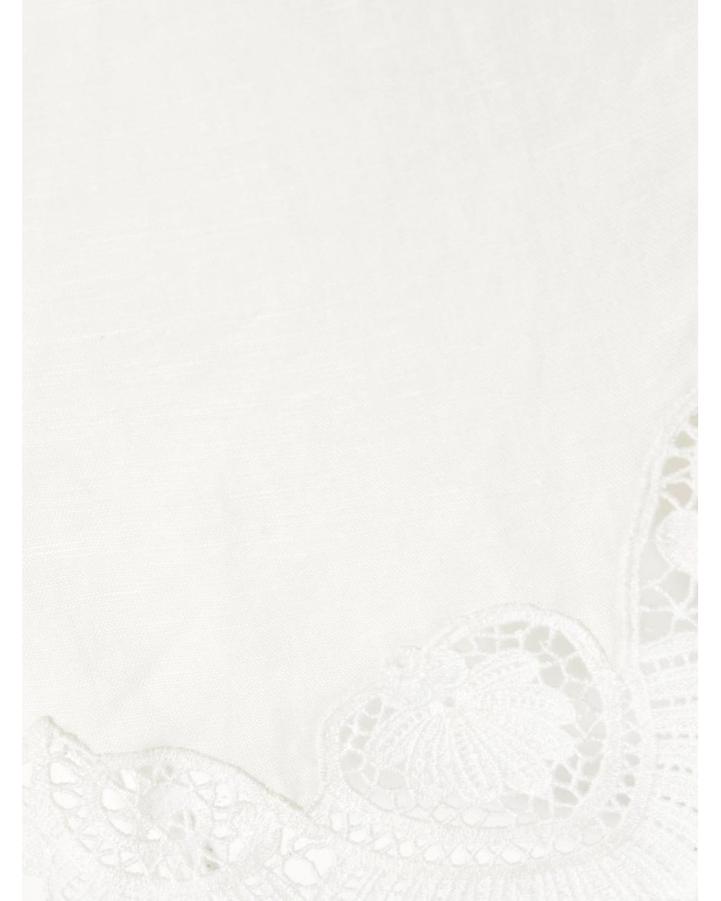 Posse White Darya One-Shoulder Lace-Trimmed Linen And Cotton-Blend Top