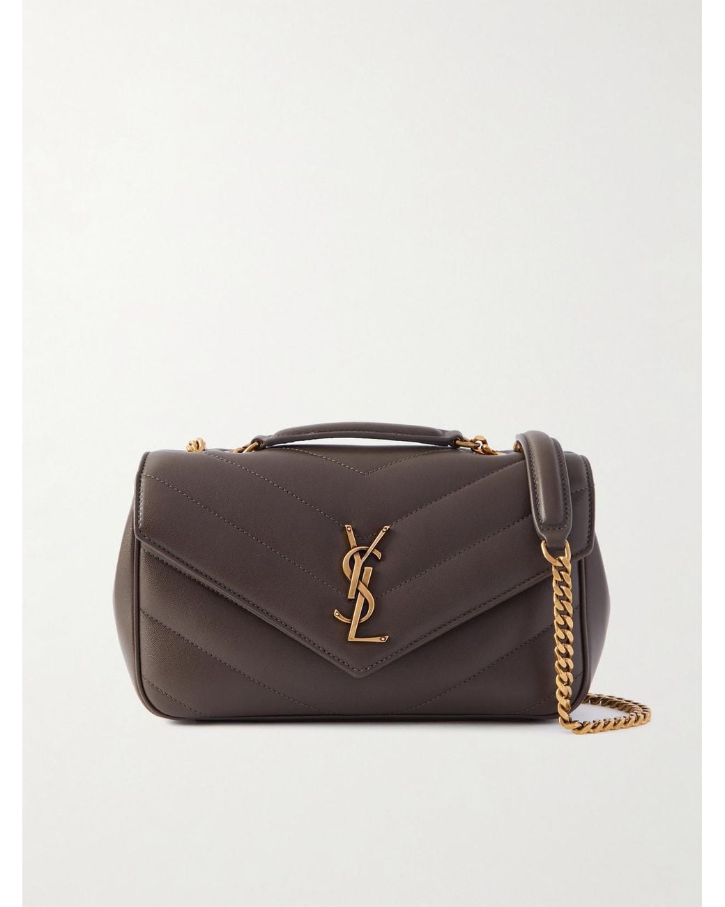 Saint Laurent Brown Loulou Small Matelassé Leather Shoulder Bag