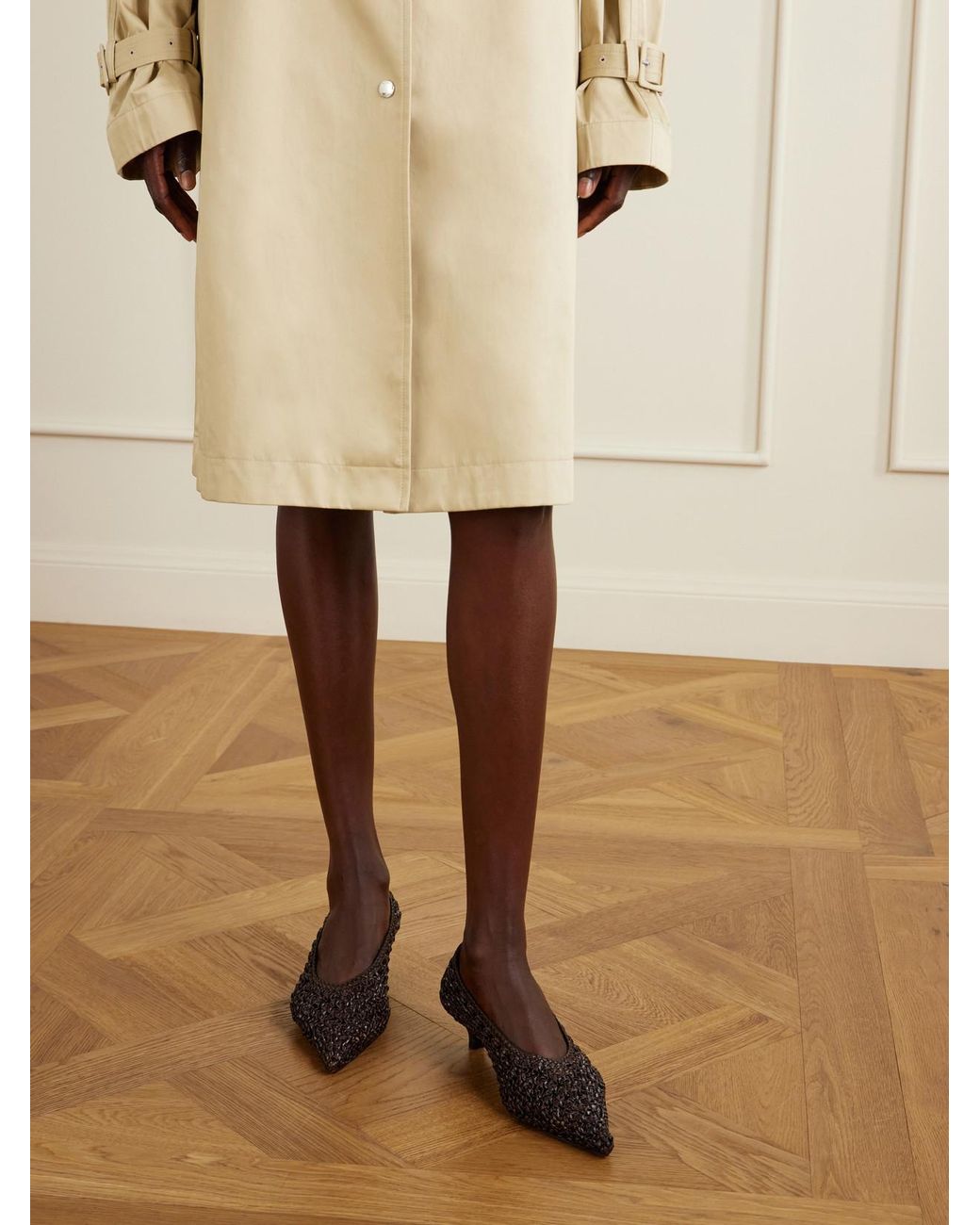 Totême Brown 35 Woven Leather Pumps