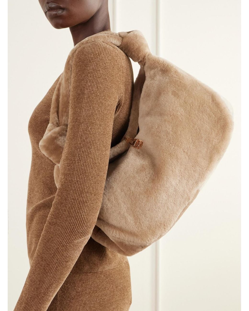 Gabriela Hearst Natural Antonia Shearling Top-Handle Bag