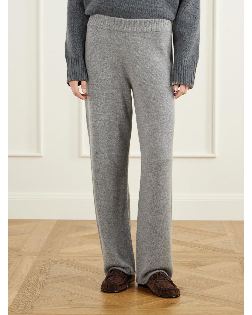 James Perse Gray Cashmere Wide-Leg Pants