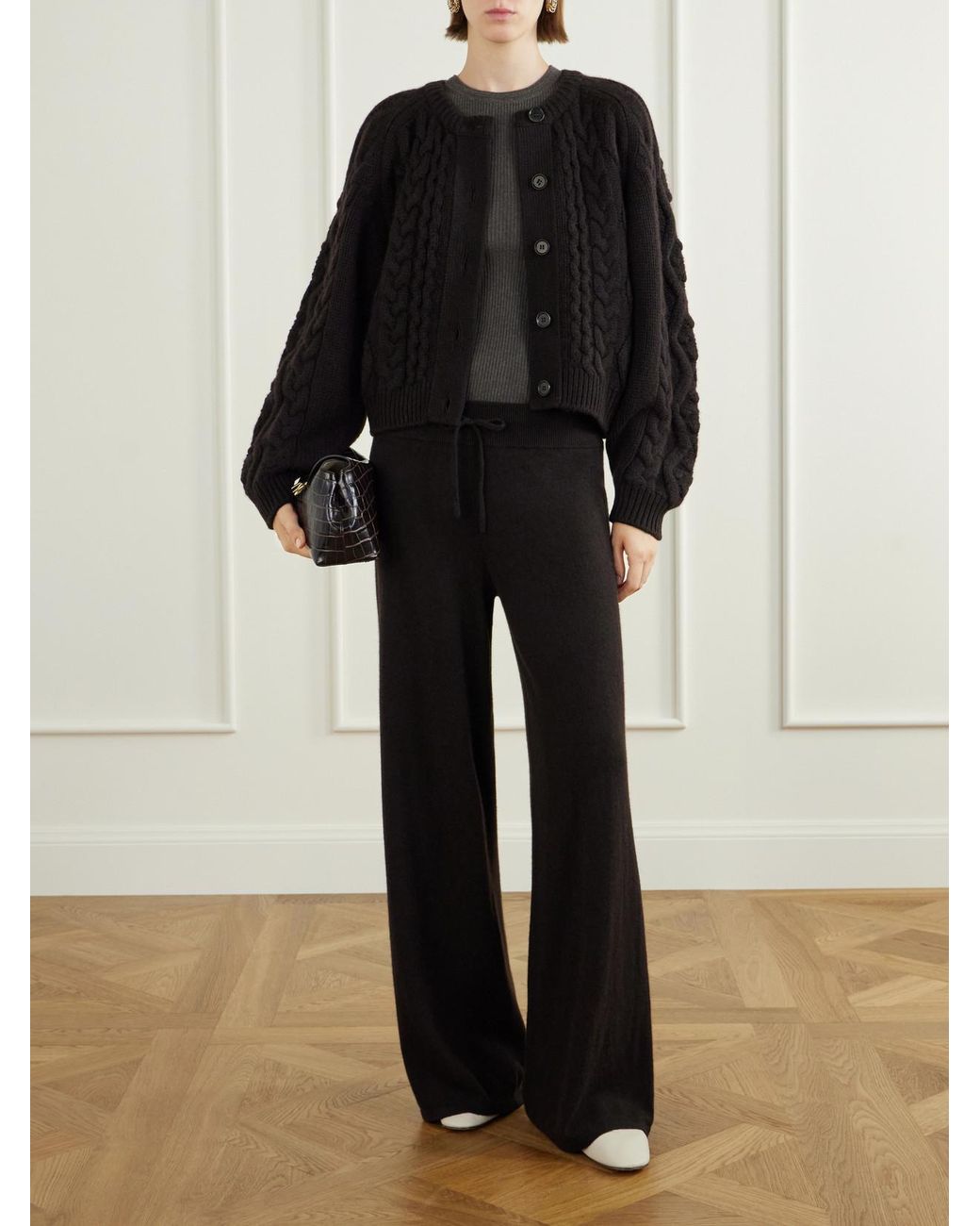 Lisa Yang Black Winroe Cable-Knit Cashmere Cardigan