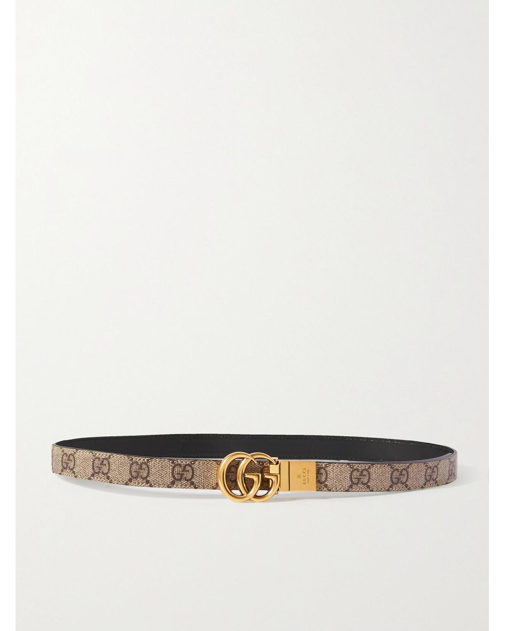 Gucci White Reversible Printed Coated-Canvas And Leather Belt