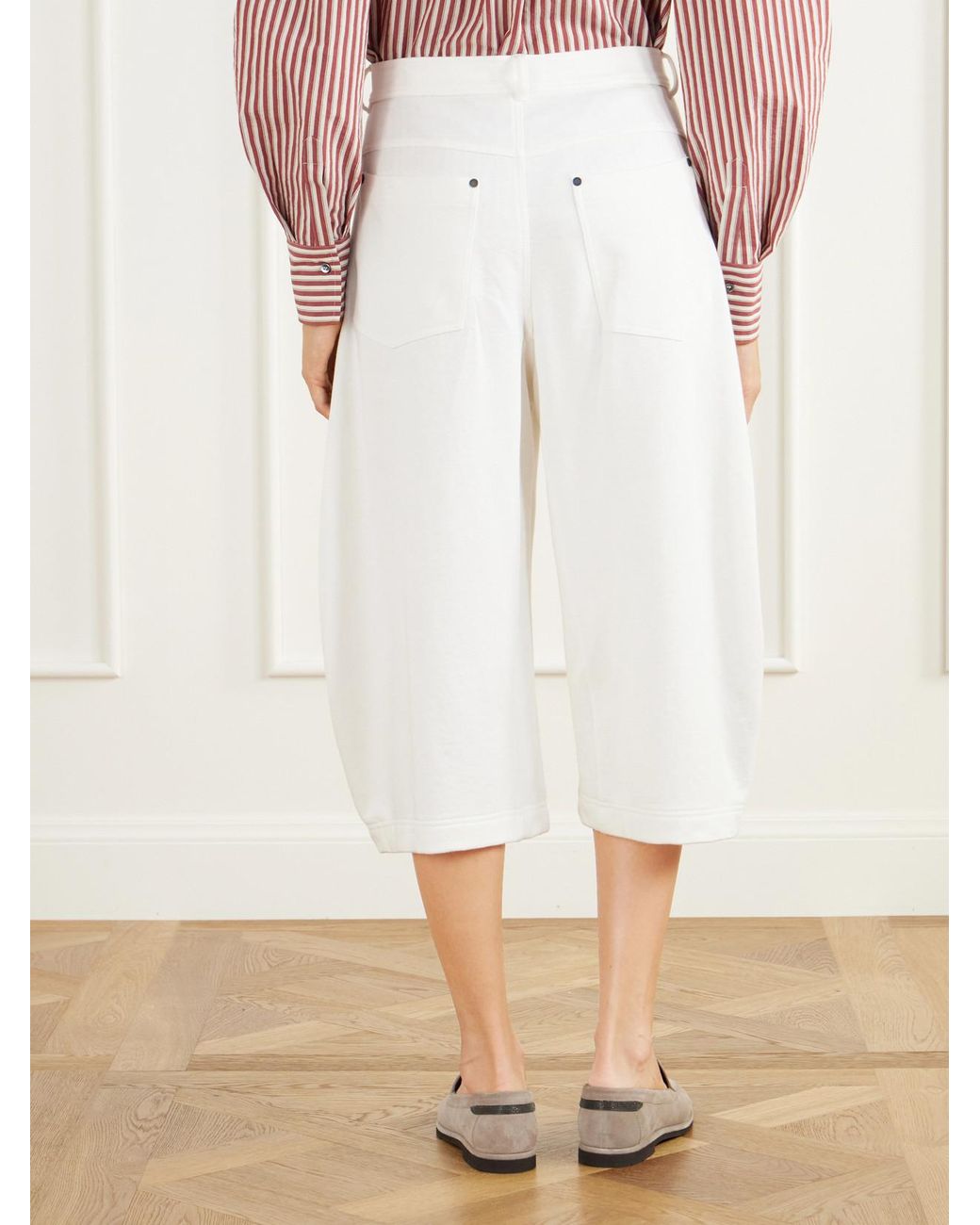Brunello Cucinelli White Cotton And Linen-Blend Jersey Wide-Leg Shorts