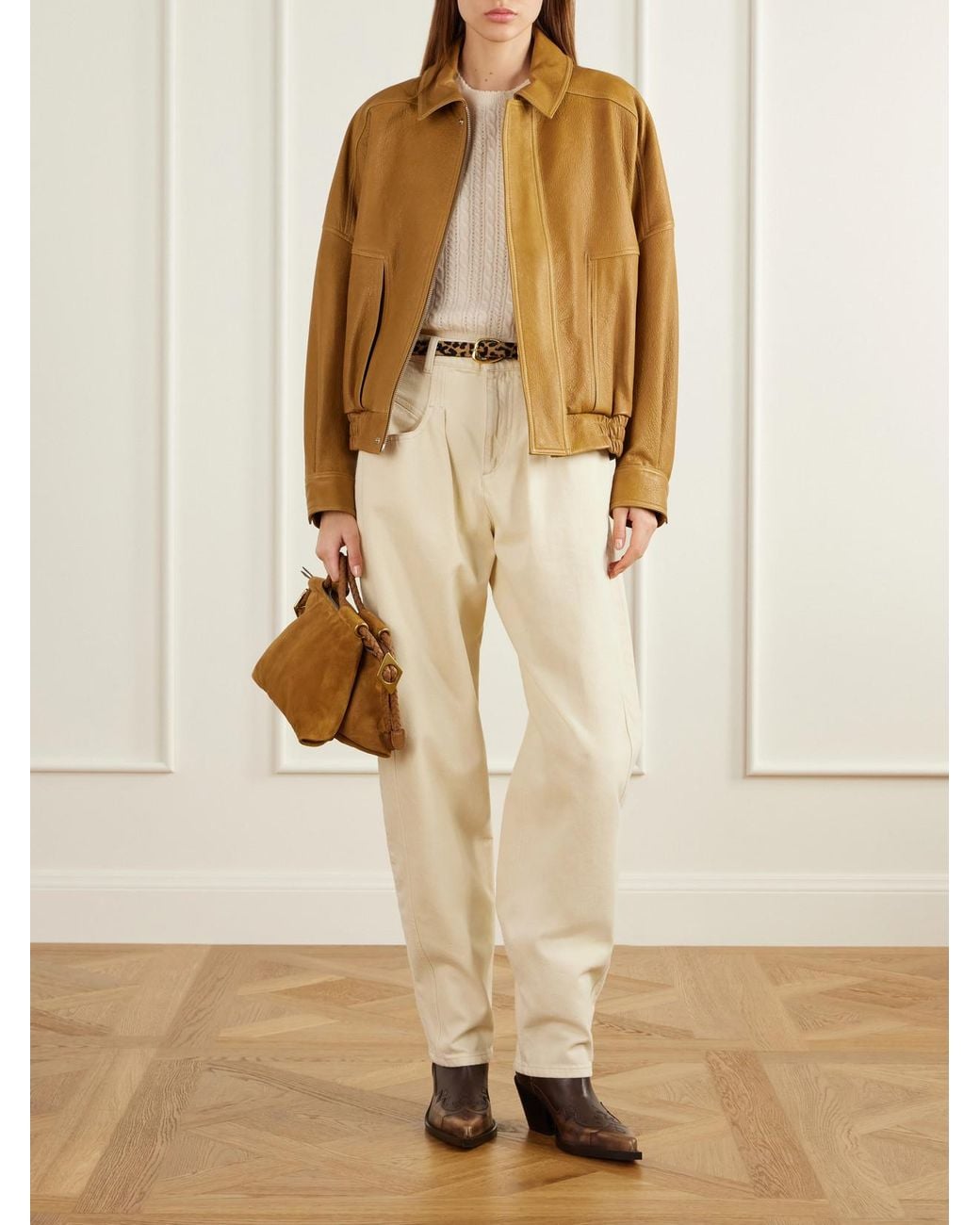 Isabel Marant Brown Pipa Braided Leather-Trimmed Suede Shoulder Bag