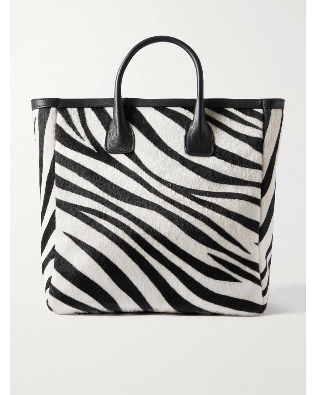 Nili Lotan Black Freddie Leather-Trimmed Zebra-Print Calf Hair Tote