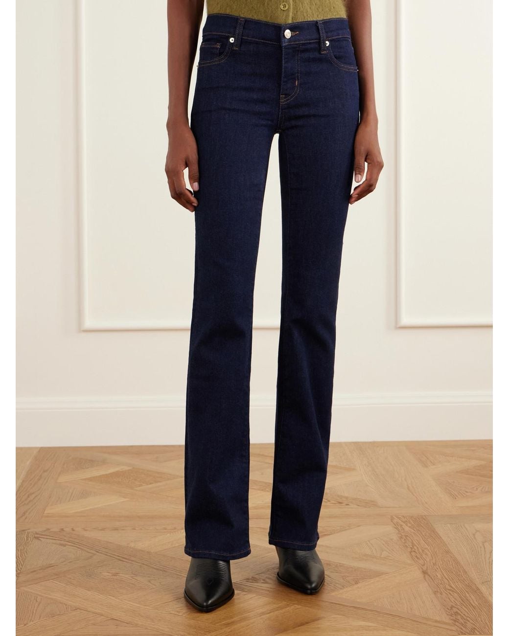 FRAME Blue The Rodeo Low-Rise Flared Jeans