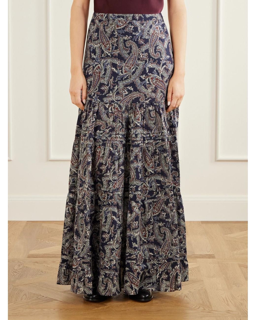 Veronica Beard Multicolor Heatheralyn Gathered Paisley-Print Cotton Maxi Skirt