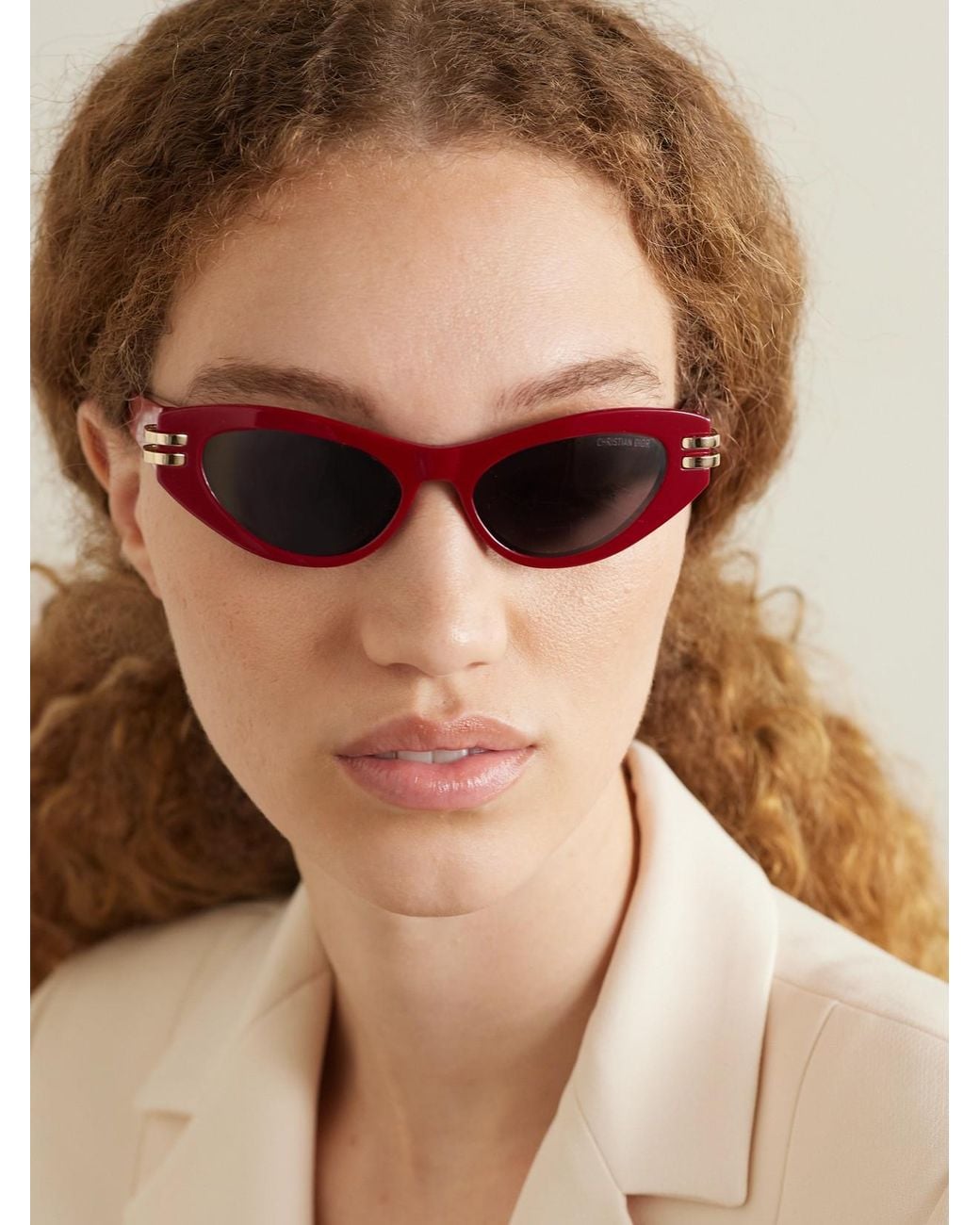 Dior Red Cdior B1U Cat-Eye Acetate And-Tone Sunglasses