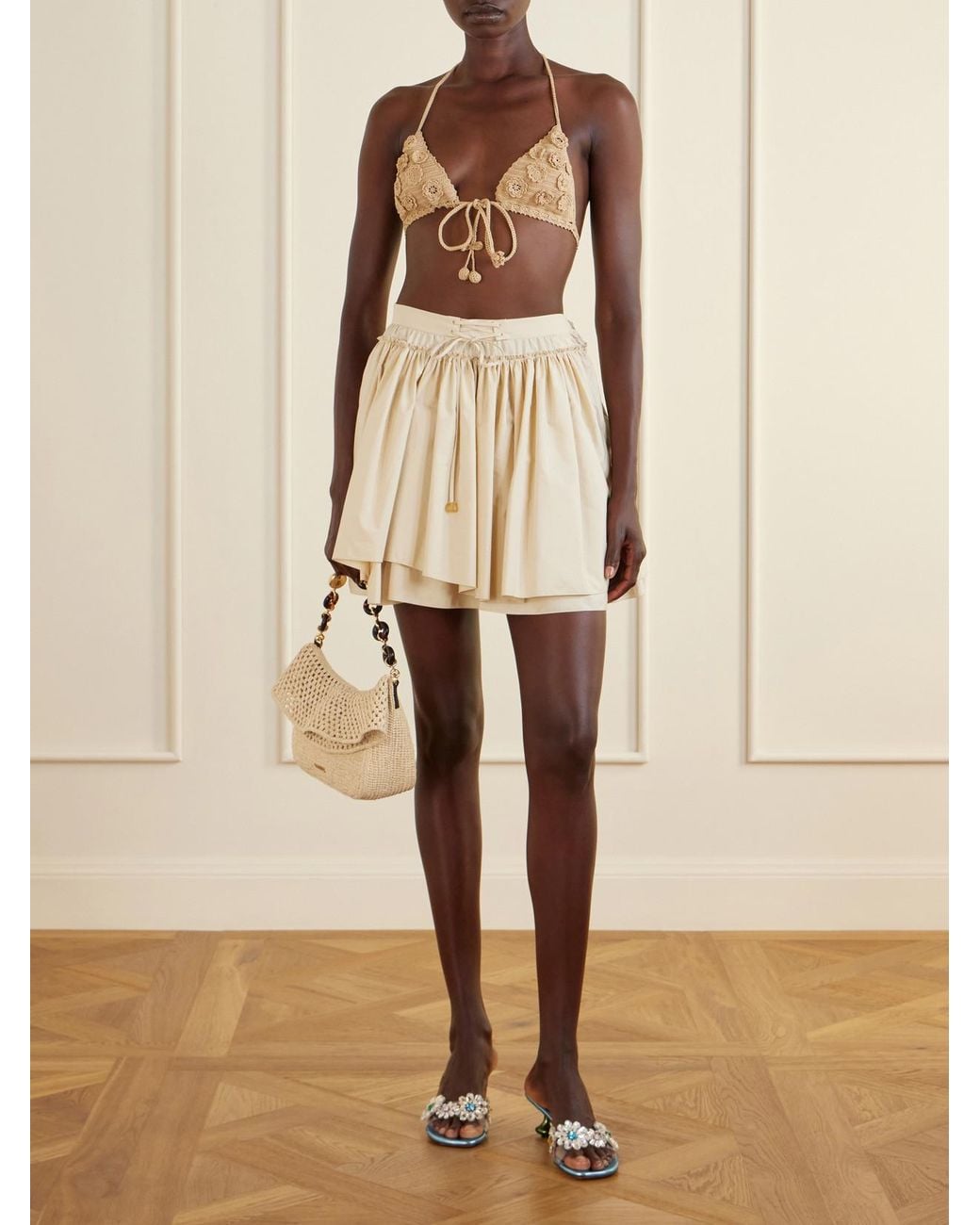 Loewe Natural Paula's Ibiza Ola Medium Embellished Raffia Shoulder Bag