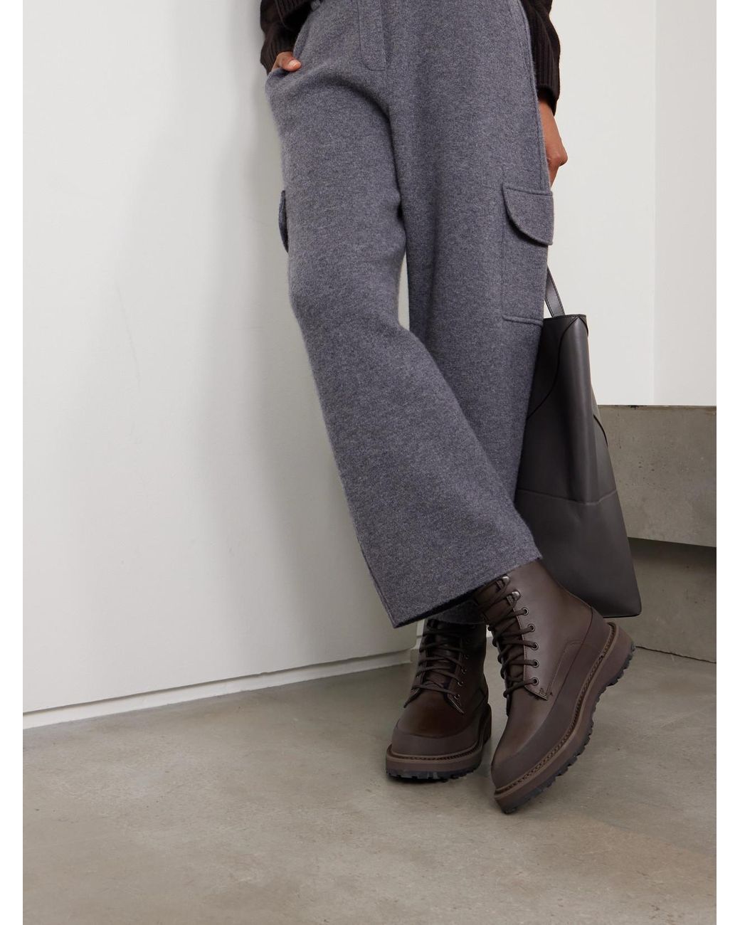 Le Monde Beryl Brown Dolomite Shearling-Lined Leather Ankle Boots