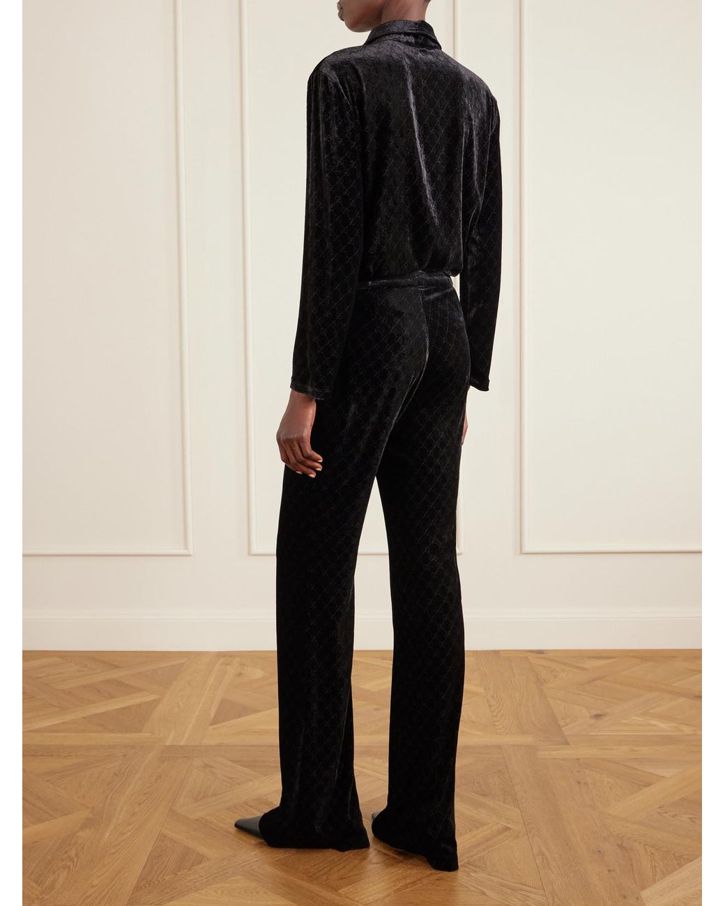 Gucci Black Devoré-Velvet Pants