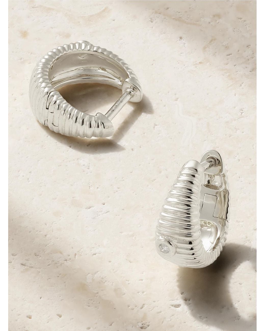 Yvonne Léon Natural 9-Karat Diamond Hoop Earrings