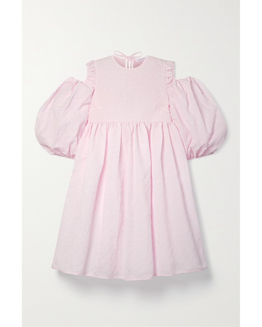 Cecilie Bahnsen Janessa Cold-shoulder Cloqué Dress in Pink | Lyst