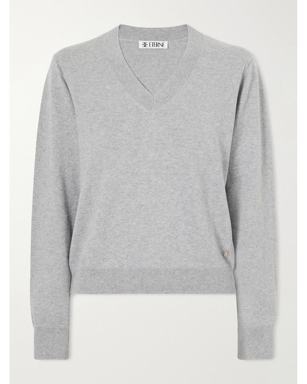 ÉTERNE Gray Cotton And Cashmere-Blend Sweater