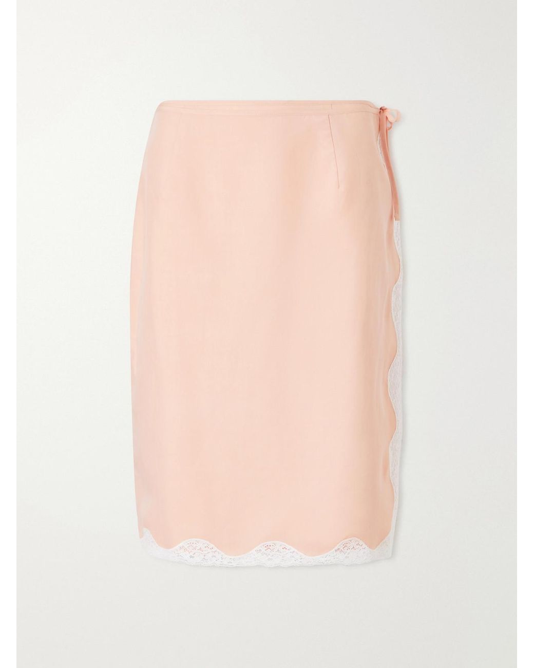 Posse Pink Tabitha Lace-Trimmed Tencel Lyocell Mini Skirt