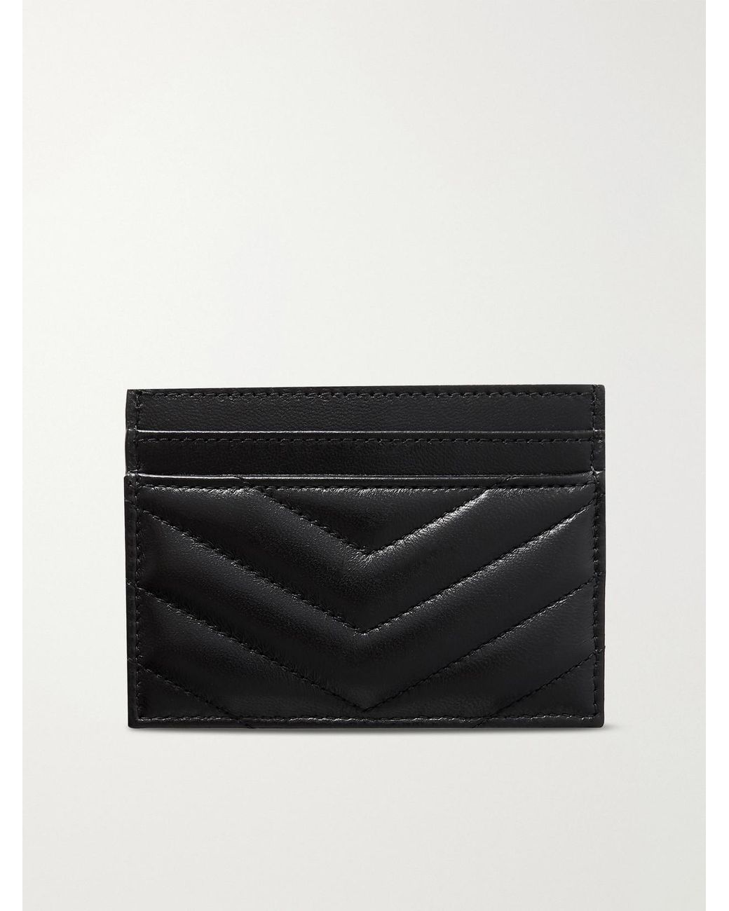 Saint Laurent Black Cassandre Matelassé Leather Cardholder