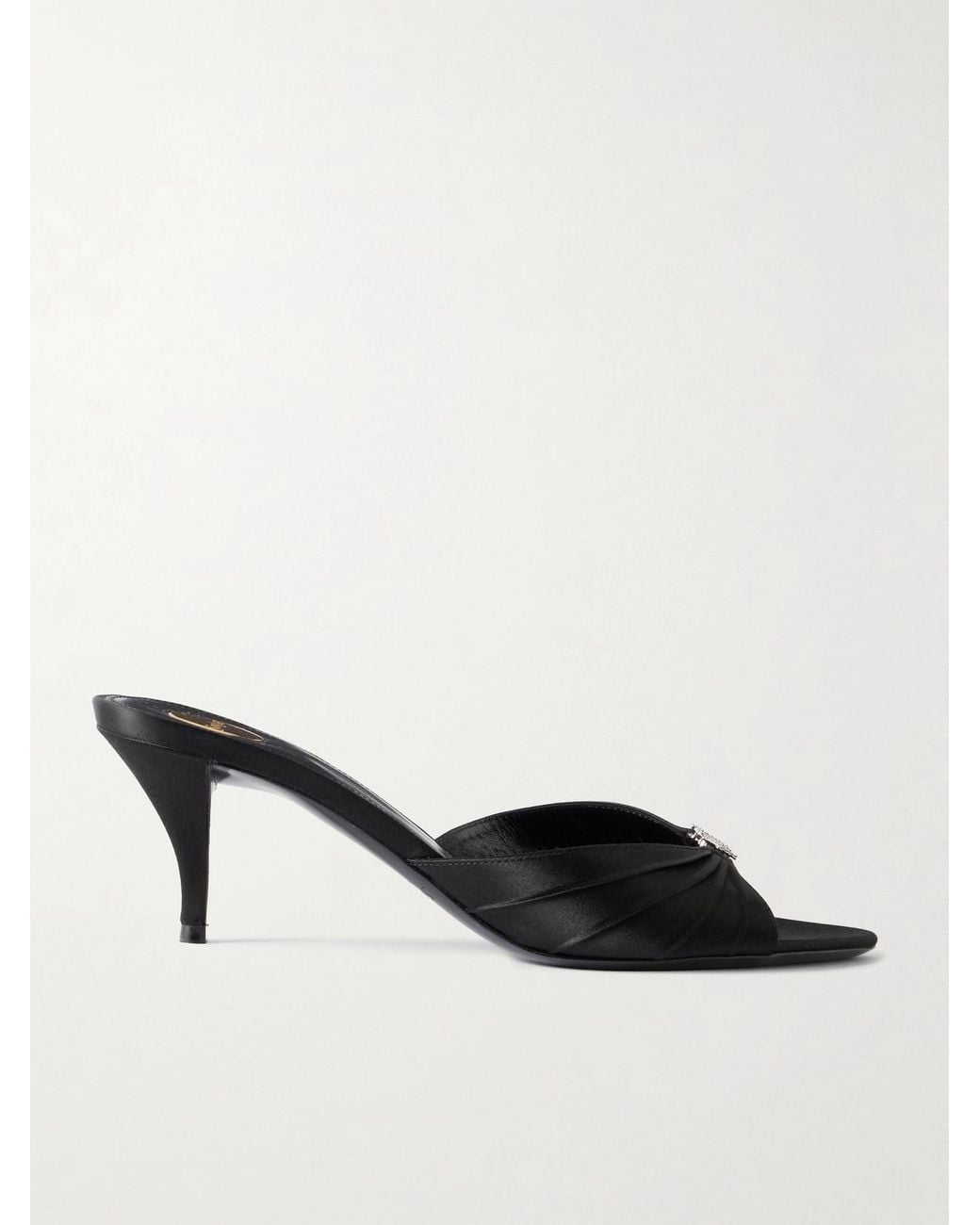 Saint Laurent Natural Jerry 60 Embellished Satin Mules