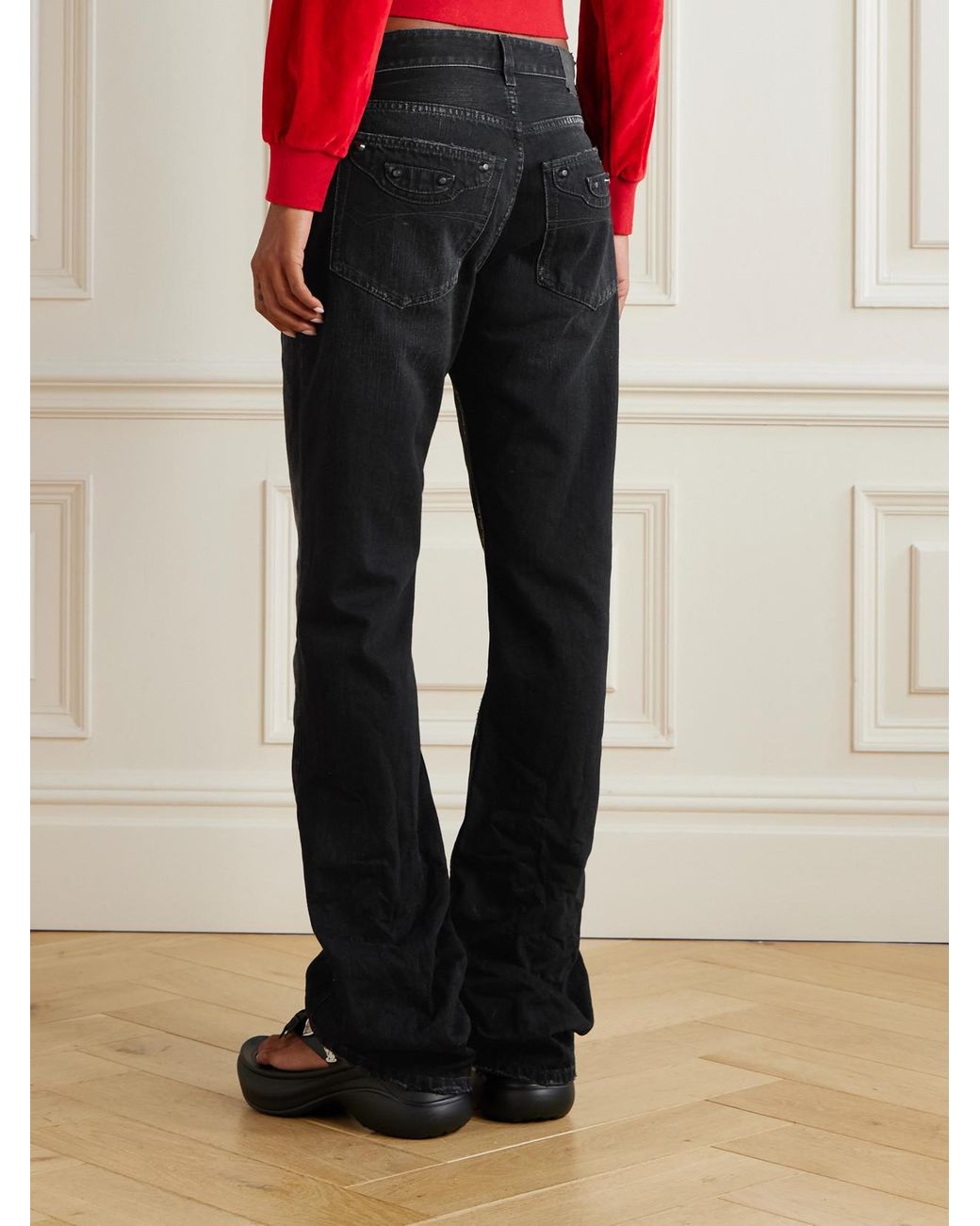 Balenciaga Black City Studded Low-Rise Straight-Leg Jeans